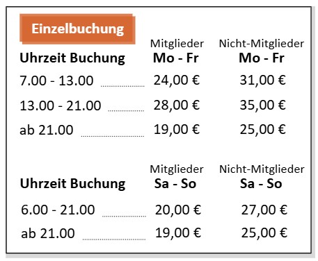 Einzelbuchungspreise
